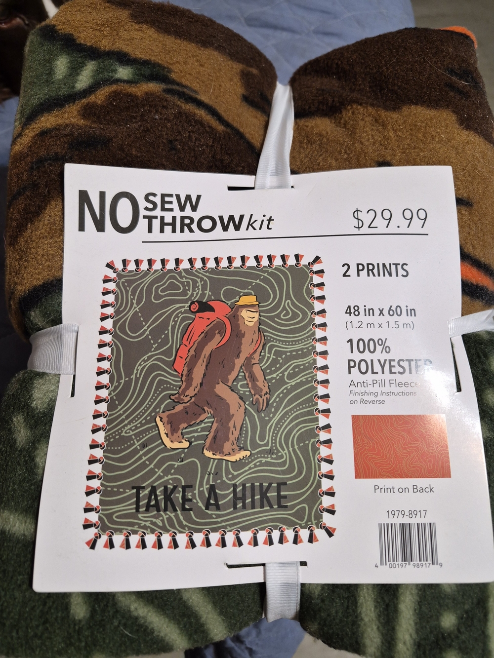 Fleece Blanket - Green/Brown Camo "Take a Hike"